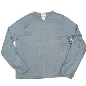 Vintage Pendleton Silk Cashmere V Neck Blue Sweater Sz Small